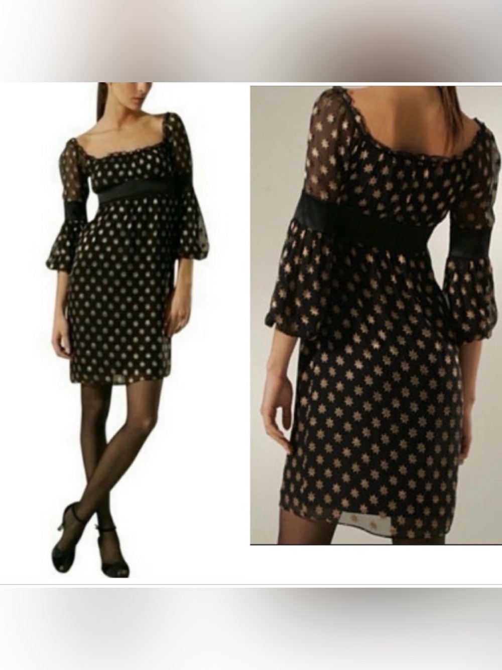 Diane Von Furstenberg Silk Gold Metallic Star Genie Dress Sz 8 Whimsigoth Fall